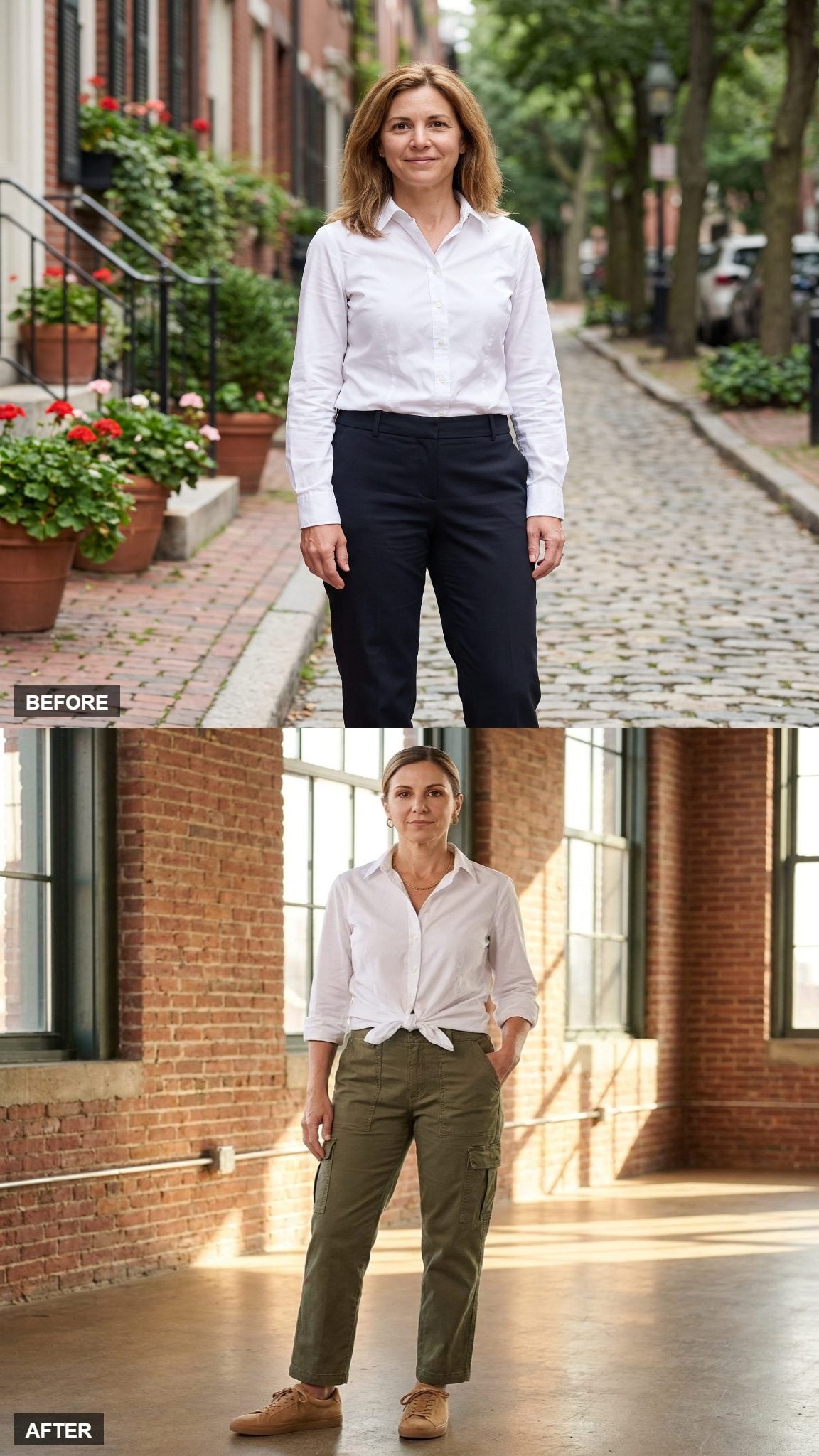 Utility Cool With Cargo Pants and a Knotted Hem