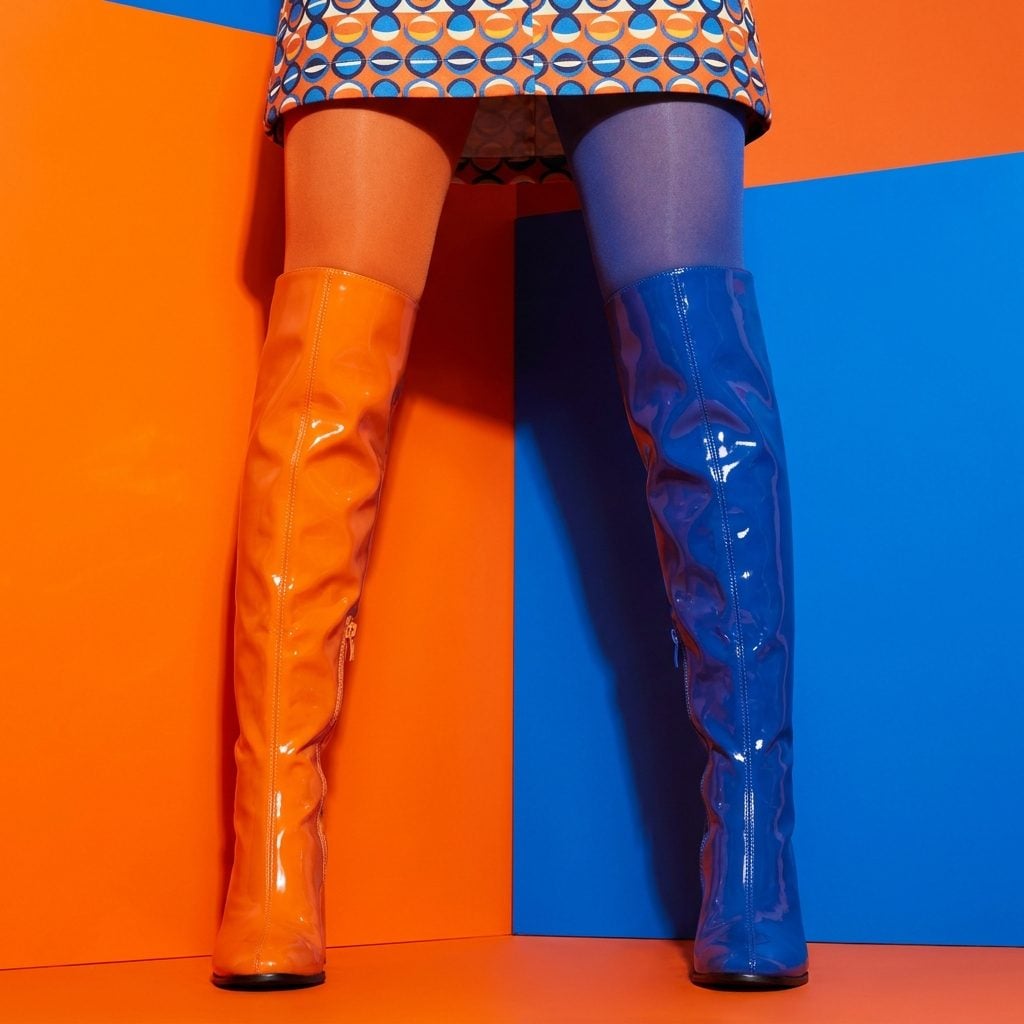 The Vinyl Mod Boot in Tangerine or Cobalt, Because White Was Too Easy