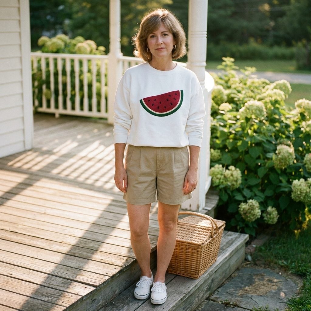 The Watermelon Slice Sweatshirt With Real-Looking Seeds and a Green Rind Ribbing