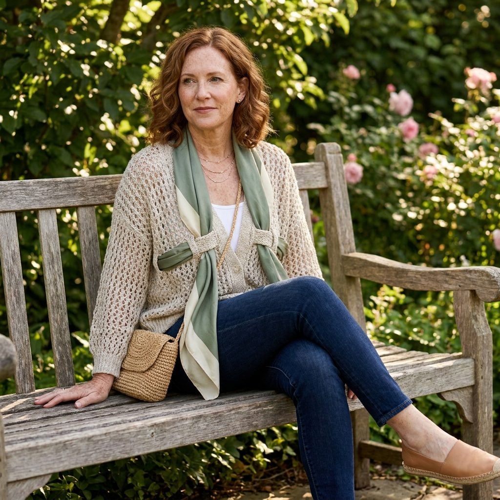 Weave It Through an Open-Knit Cardigan as a Running Thread