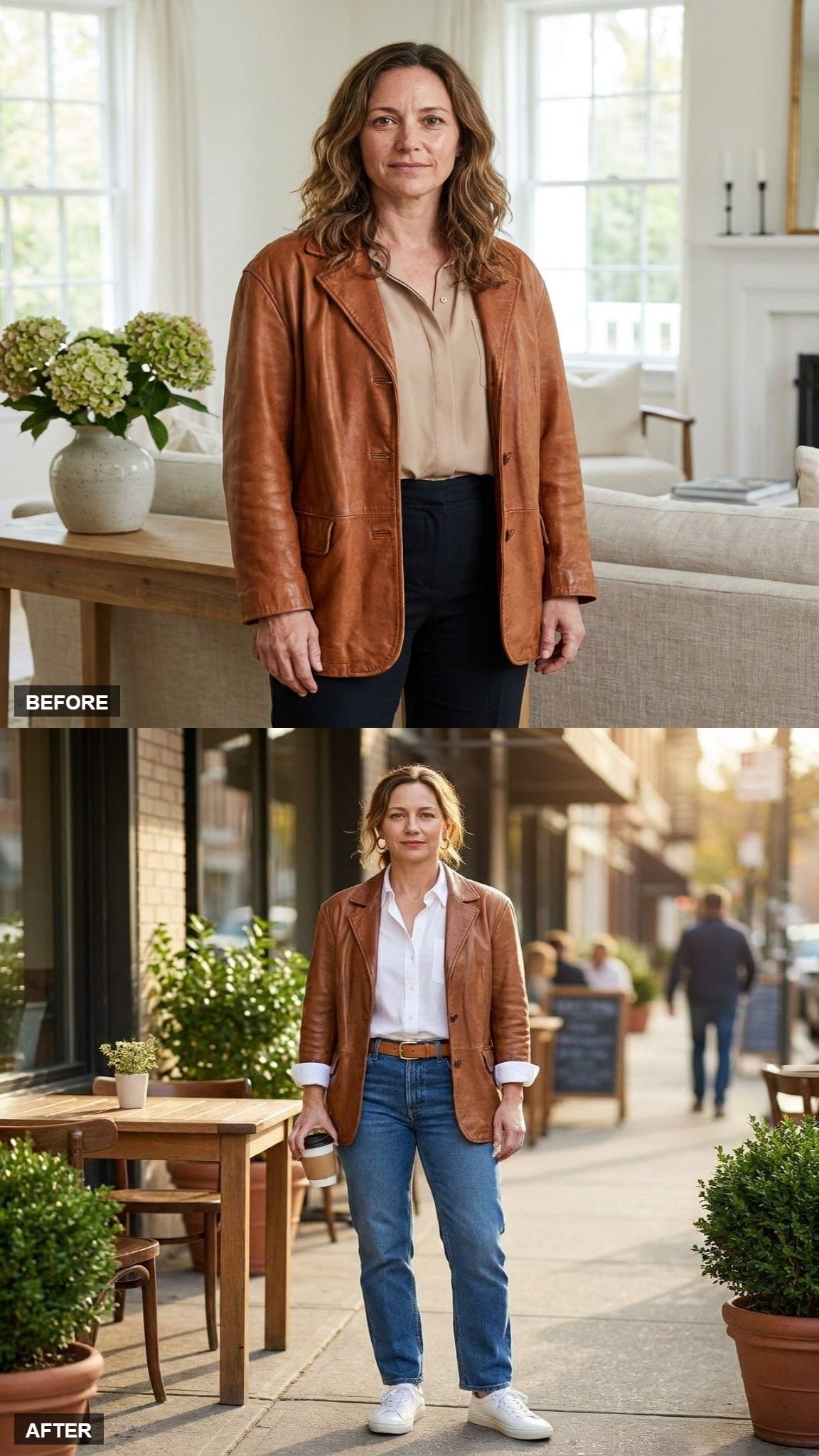 A White Button-Down With Straight Blue Jeans