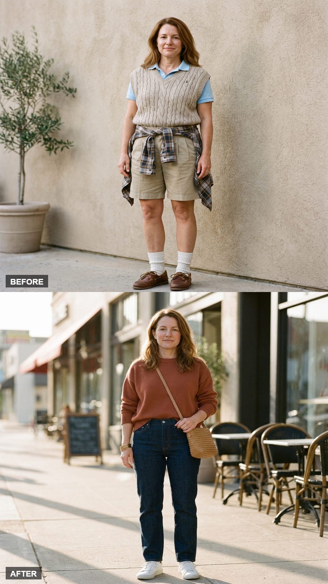 Weekend Ease in Rust and Raw Denim