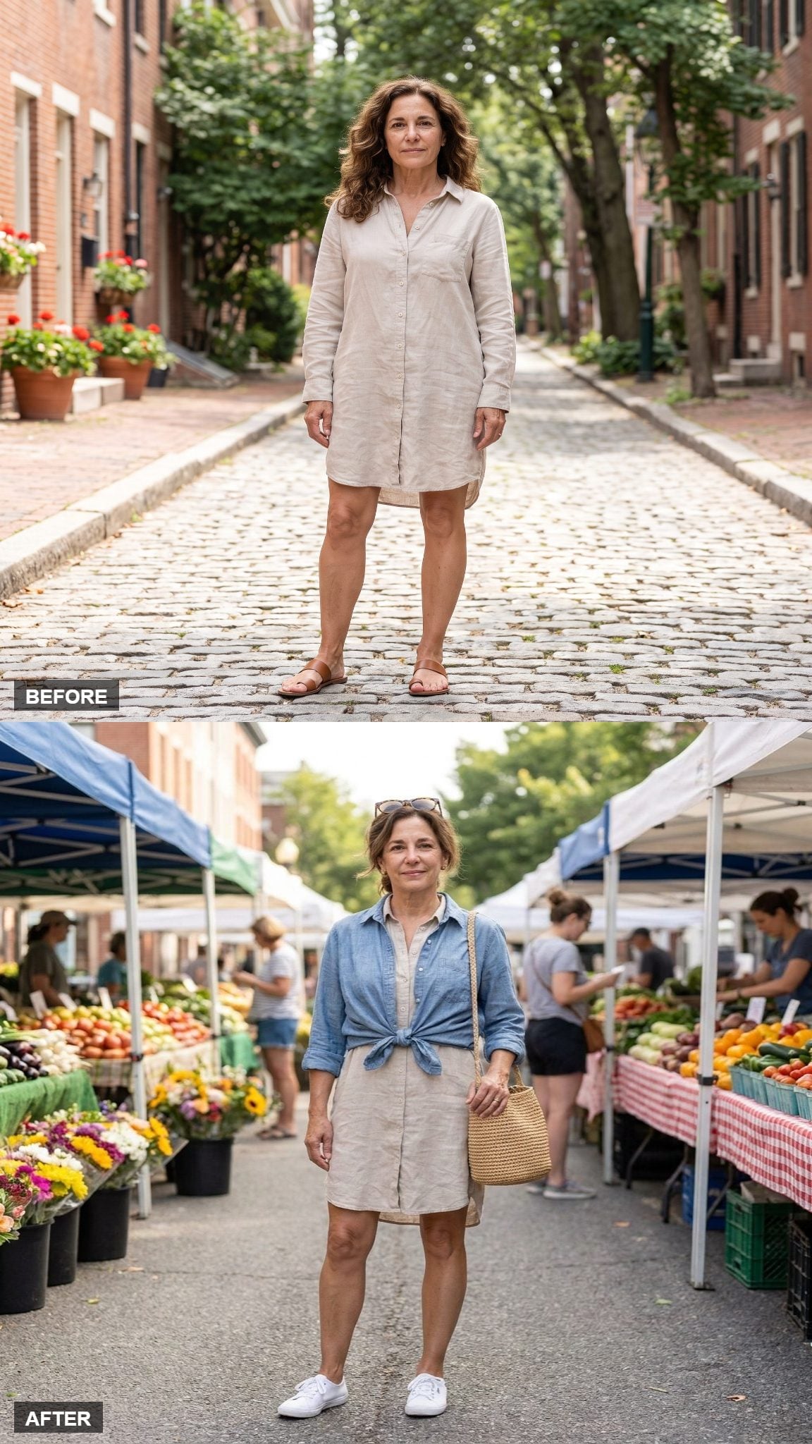 Weekend Market Ease with a Lightweight Chambray Wrap