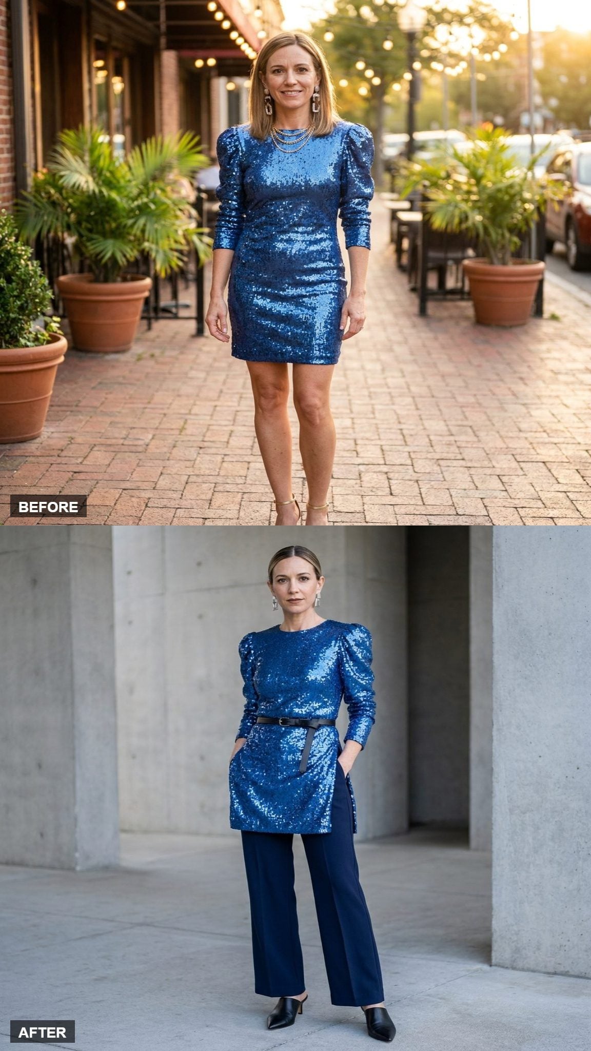 Wide-Leg Trousers Under the Dress for Modern Column Drama