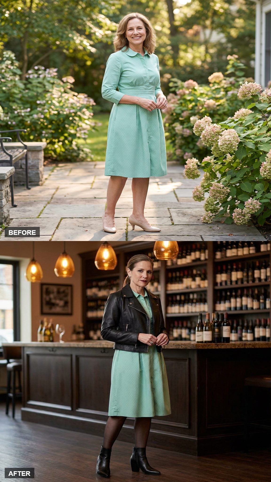 Wine Bar Reservation with a Leather Jacket and Ankle Boots