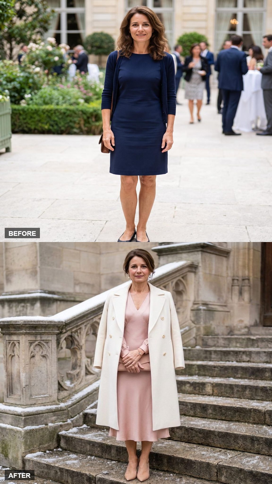 Winter Christening in Ivory Wool and Blush Silk