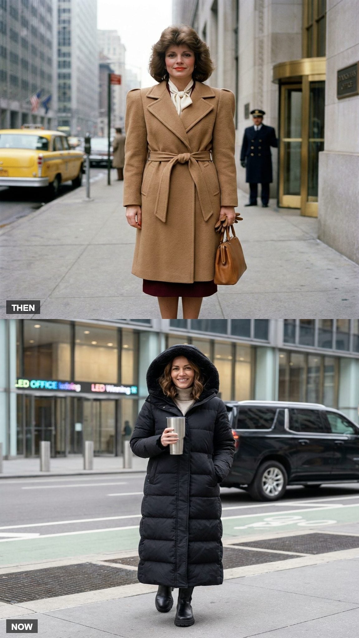 The Camel Wrap Coat Matched the Suit. The Puffer Does Not Bother.