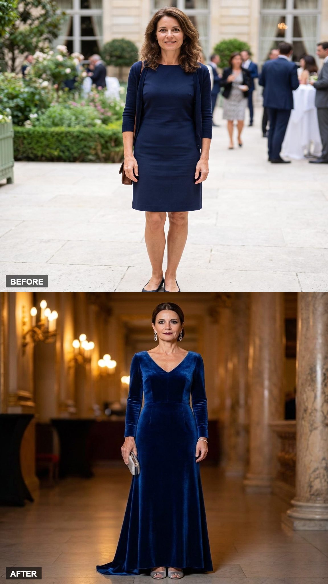 Winter Opera Gala in Sapphire Velvet and Diamond Drops