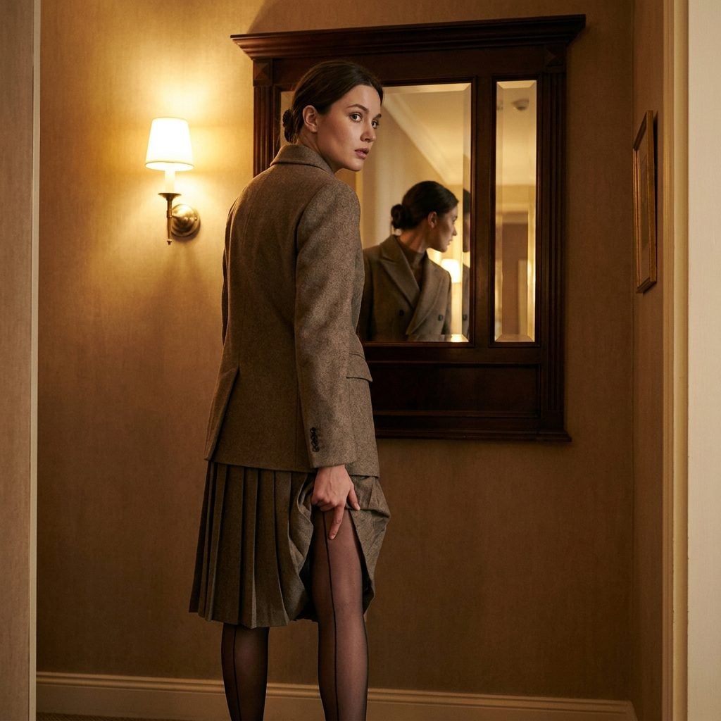 You Check the Seam of Your Hosiery in the Mirror Before You Walk Out the Door