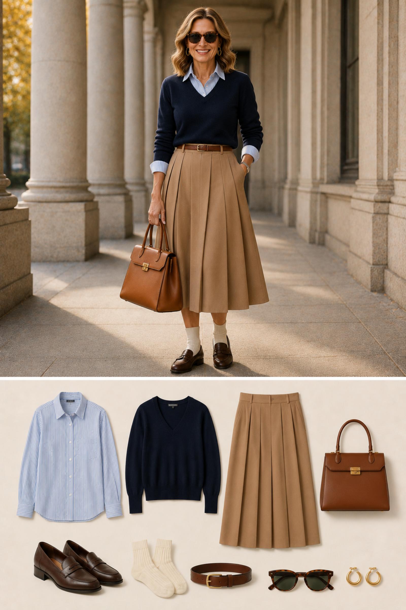 Dark Indigo Denim Suit — Fall 2026 outfit moodboard for women 45+