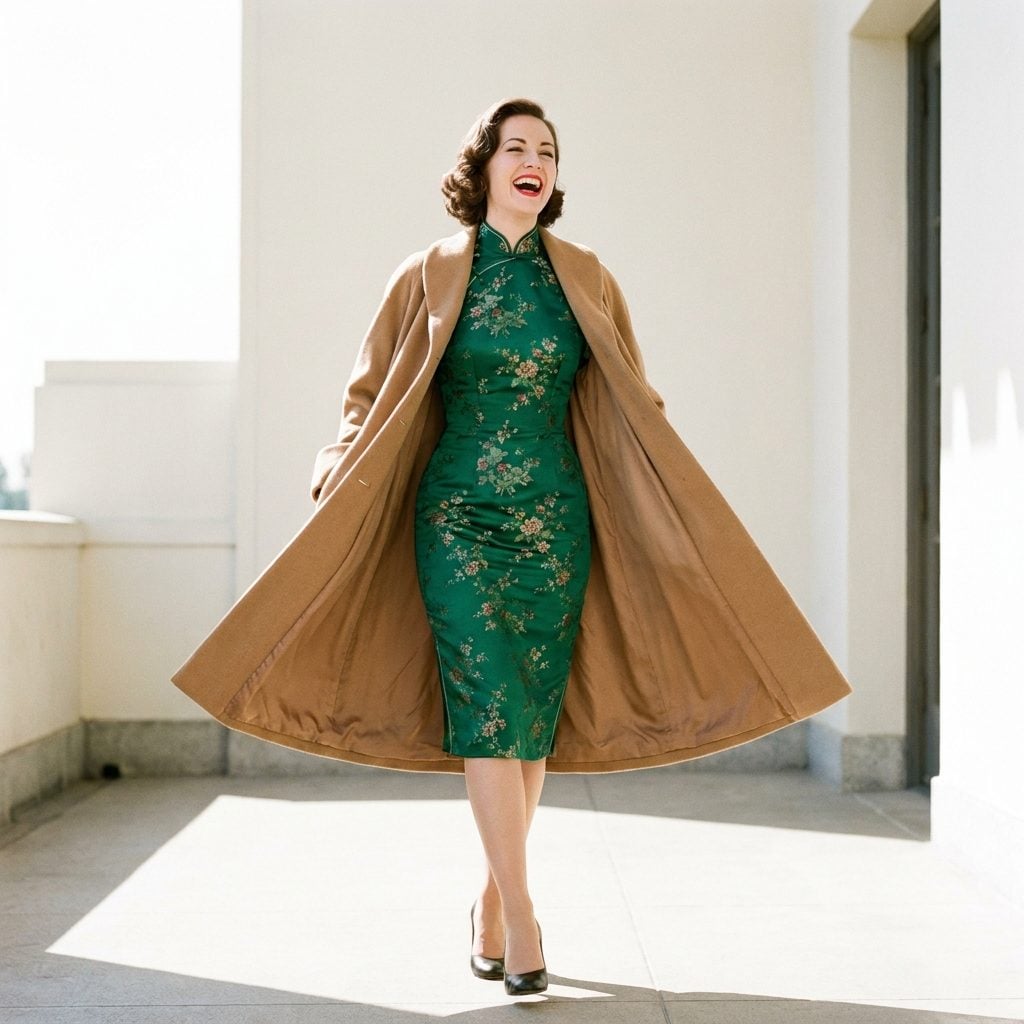 The 1953 Swing Coat That Framed a Fitted Dress Like a Portrait