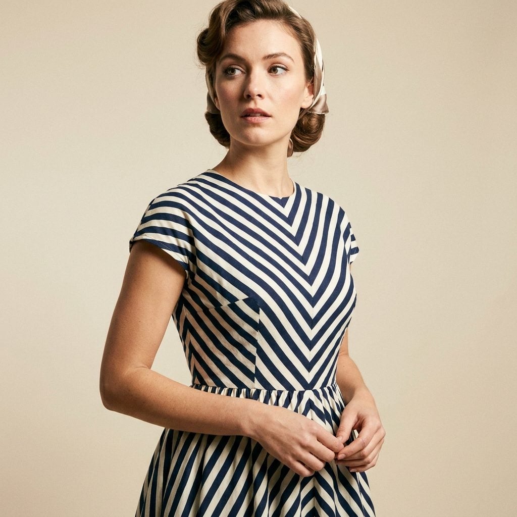 1955 Diagonal-Stripe Dress: When Pattern Placement Did the Tailoring