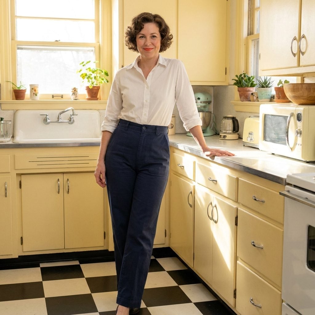1955 High-Waisted Cropped Trousers With a Contour Waistband