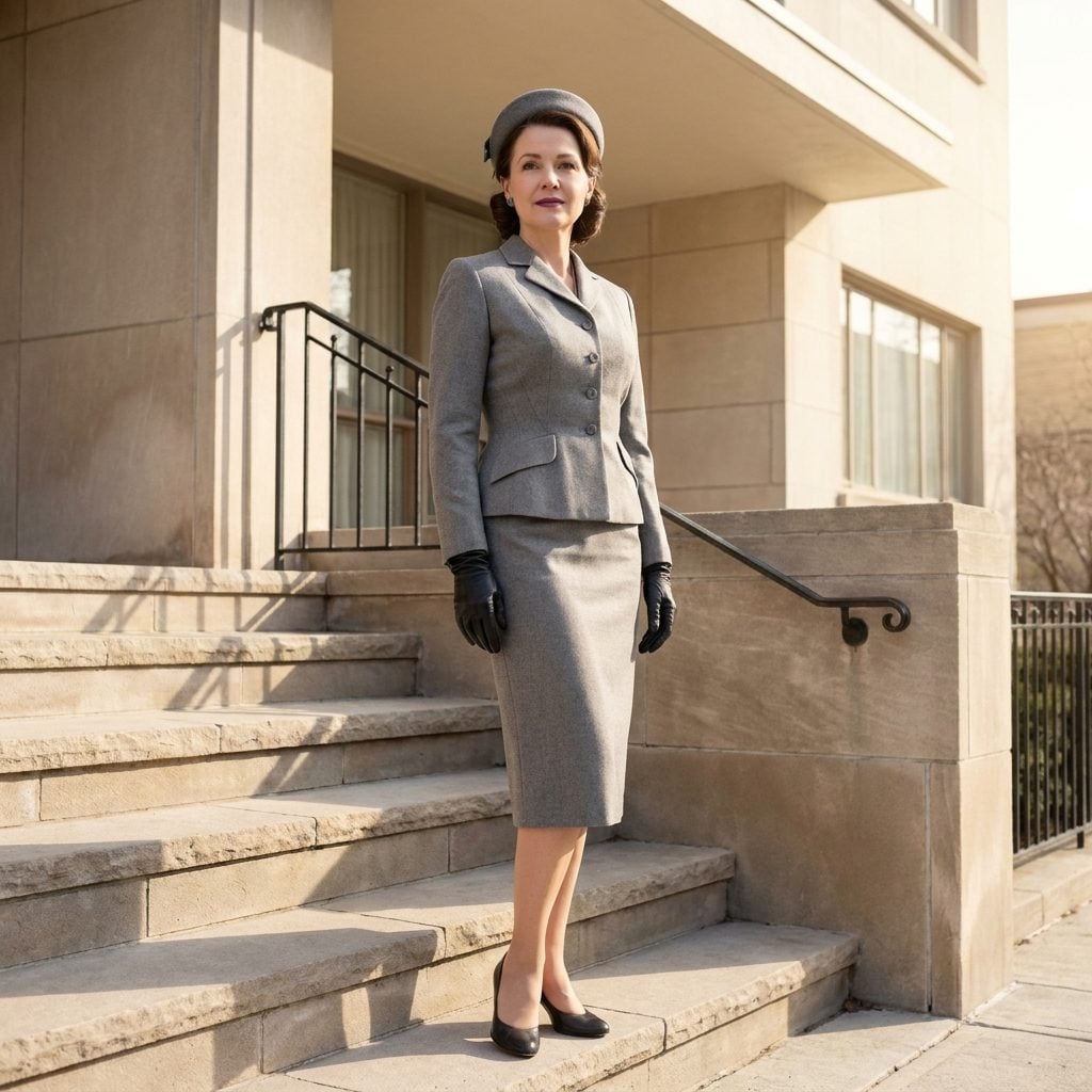 1957 Nipped-Waist Jacket Suit With Padded Hips and a Tiny Waistband