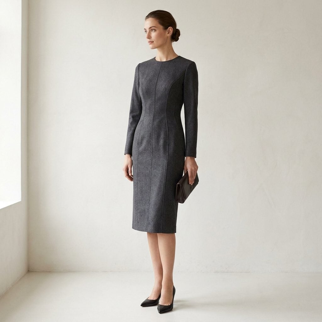 1958 Sheath Dress With Contour Seaming Doing Quiet Work