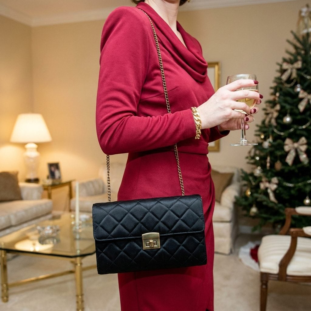 1986: The Quilted Evening Bag With the Brass Chain Strap
