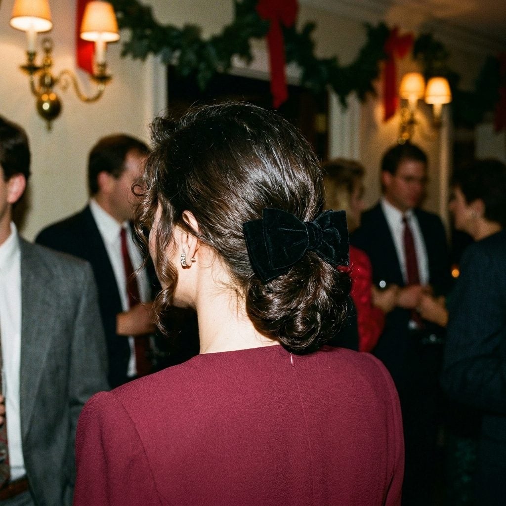 1988: The Velvet Hair Bow Clipped to a Low Chignon