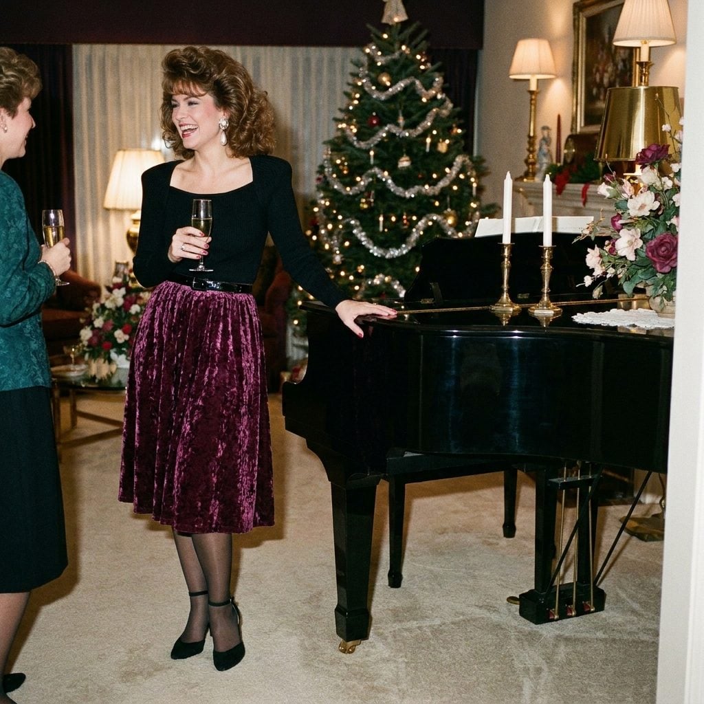 1989: The Crushed Velvet Evening Skirt in Deep Plum