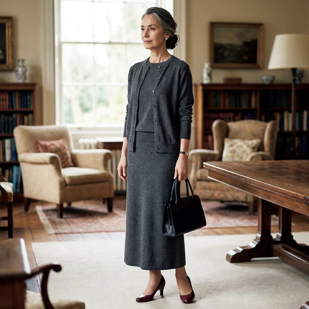 1991 Long Straight Skirt + Matching Cardigan Set
