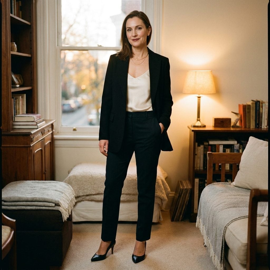 1997 Fitted Blazer Over a Bare Camisole