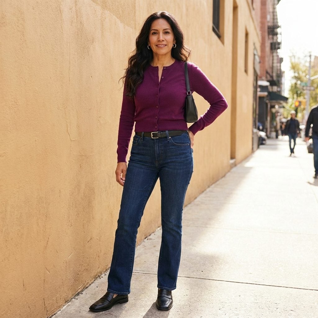 1999 Bootcut Jeans + Cardigan Buttoned as a Top