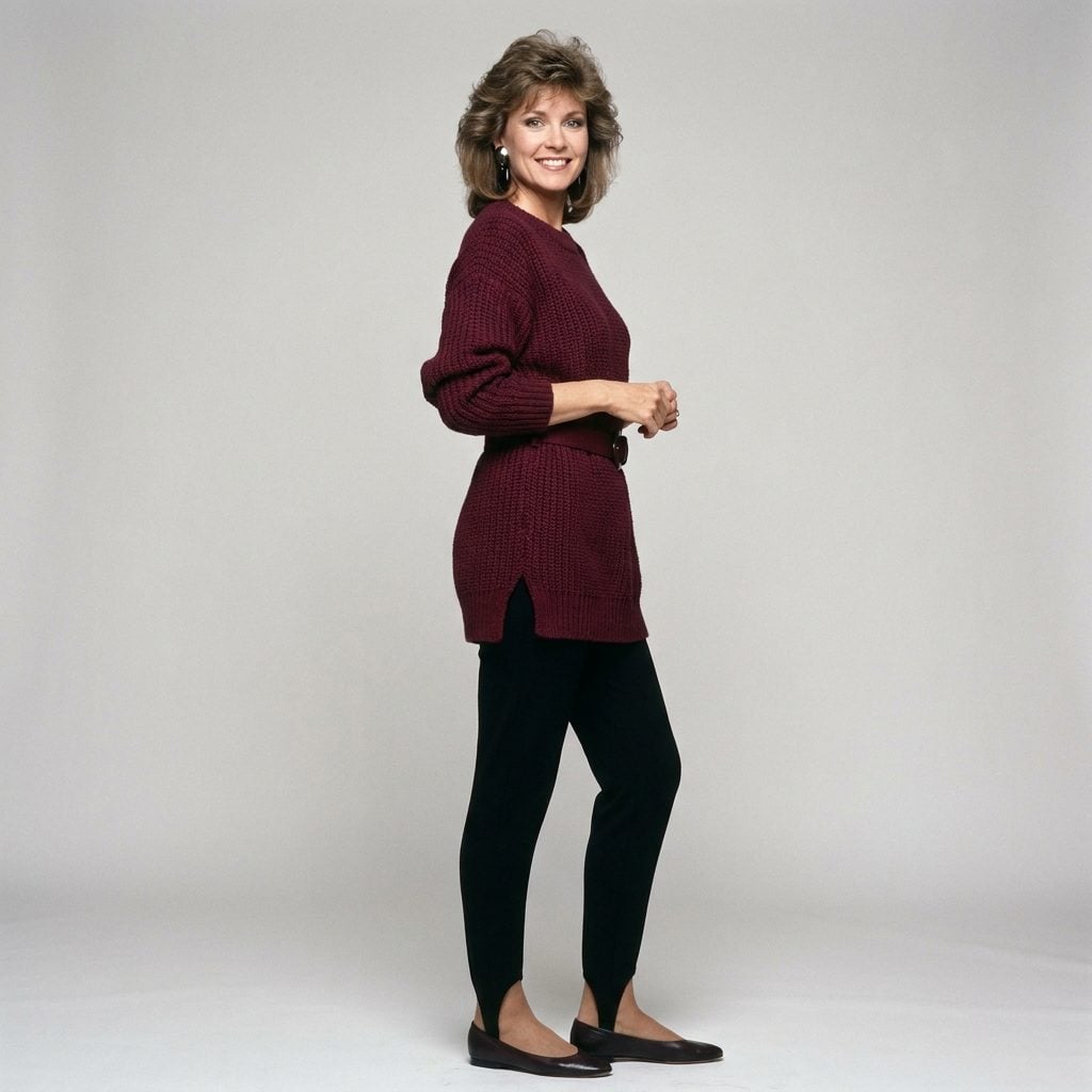 Burgundy Tunic Sweater + Black Stirrup Pants
