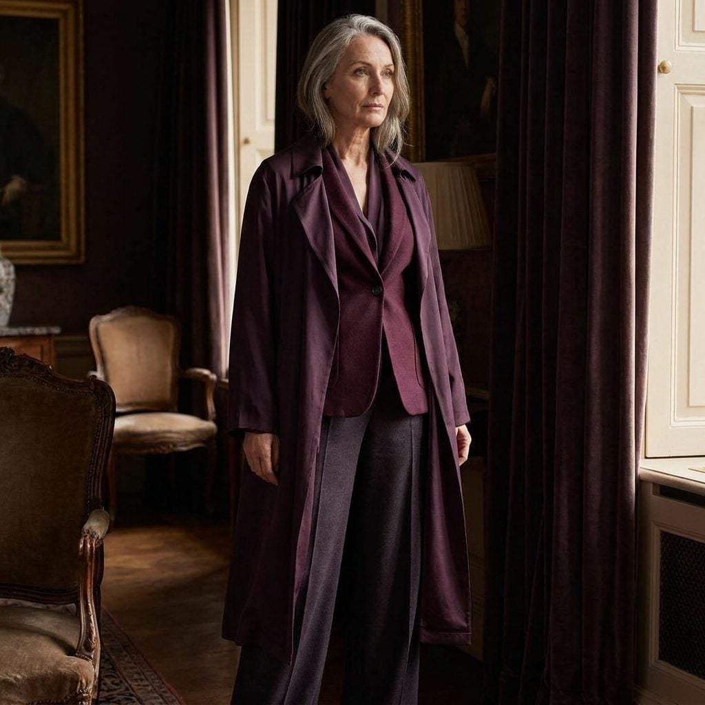 Deep-Plum Tonal Trouser Ensemble