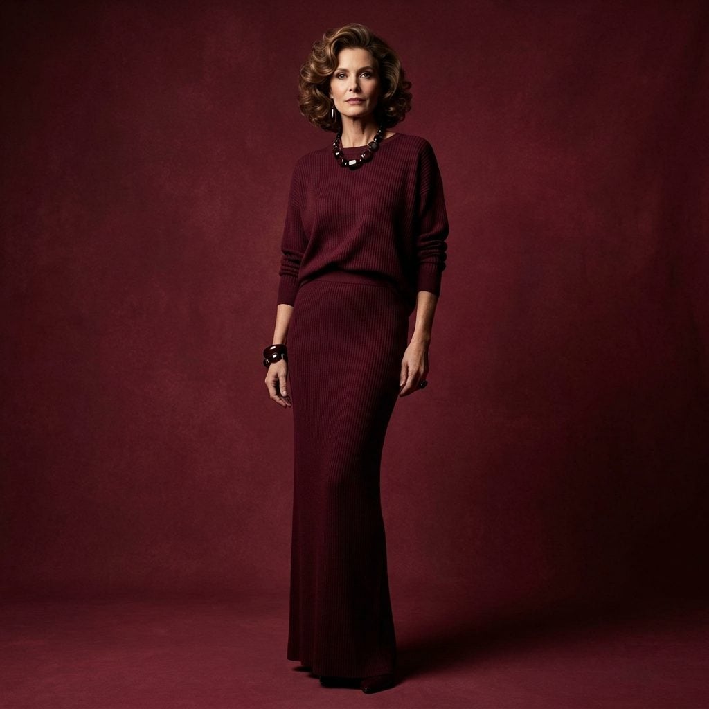 Burgundy Knit Two-Piece Column