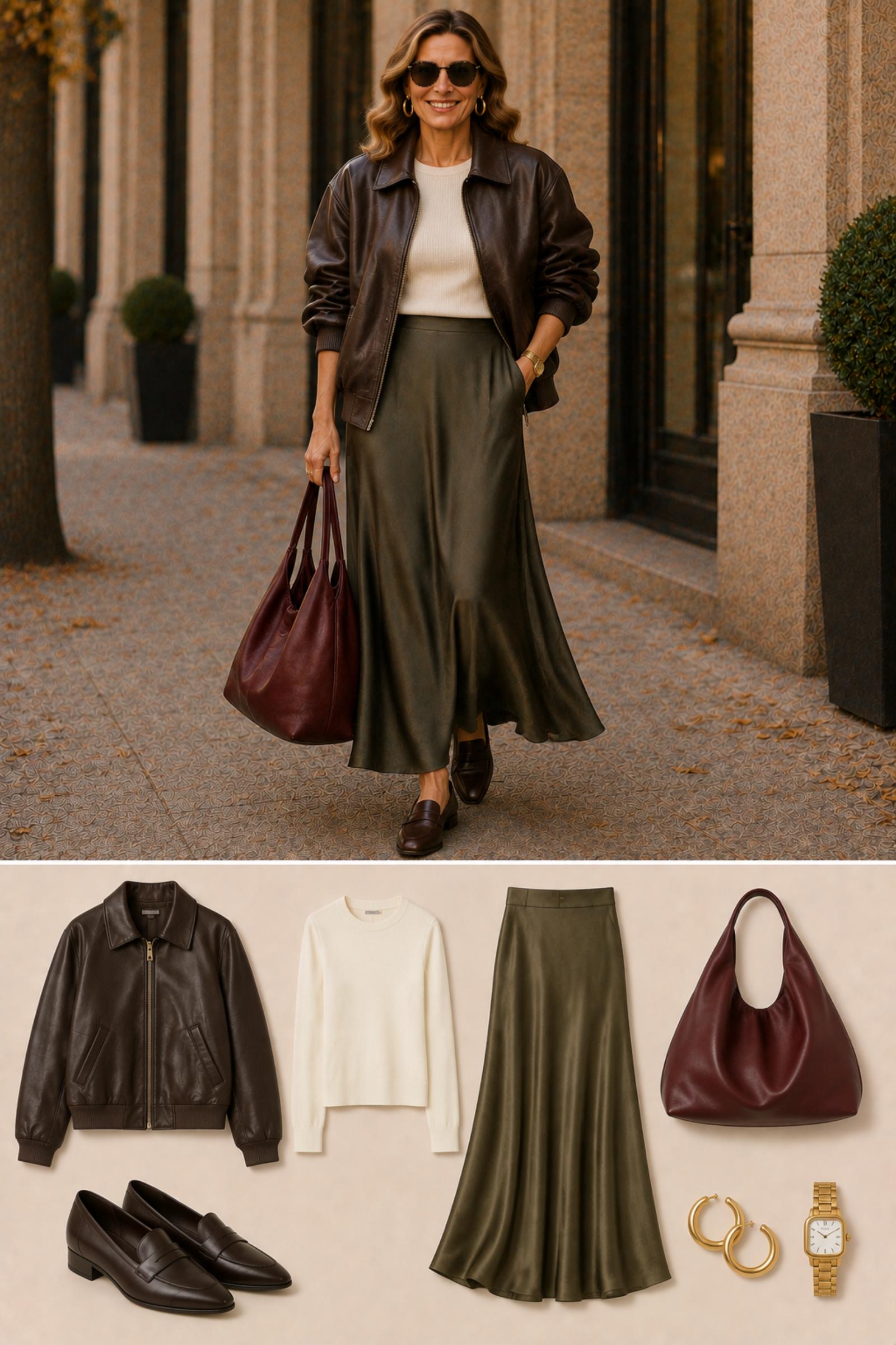 Utility Luxe Fall Look — Fall 2026 outfit moodboard for women 45+