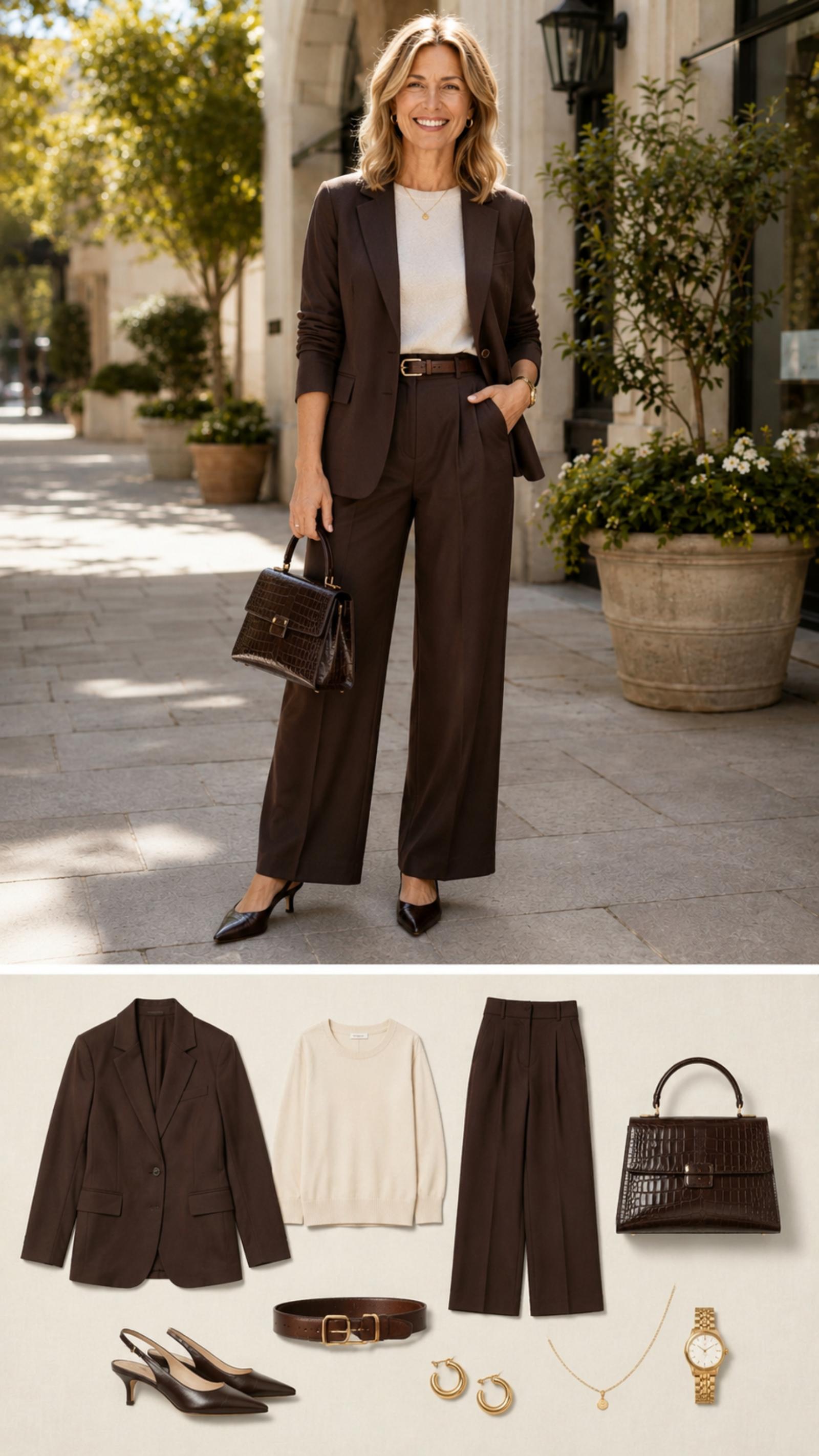 Modern Fall Tailoring — Fall 2026 outfit moodboard for women 45+