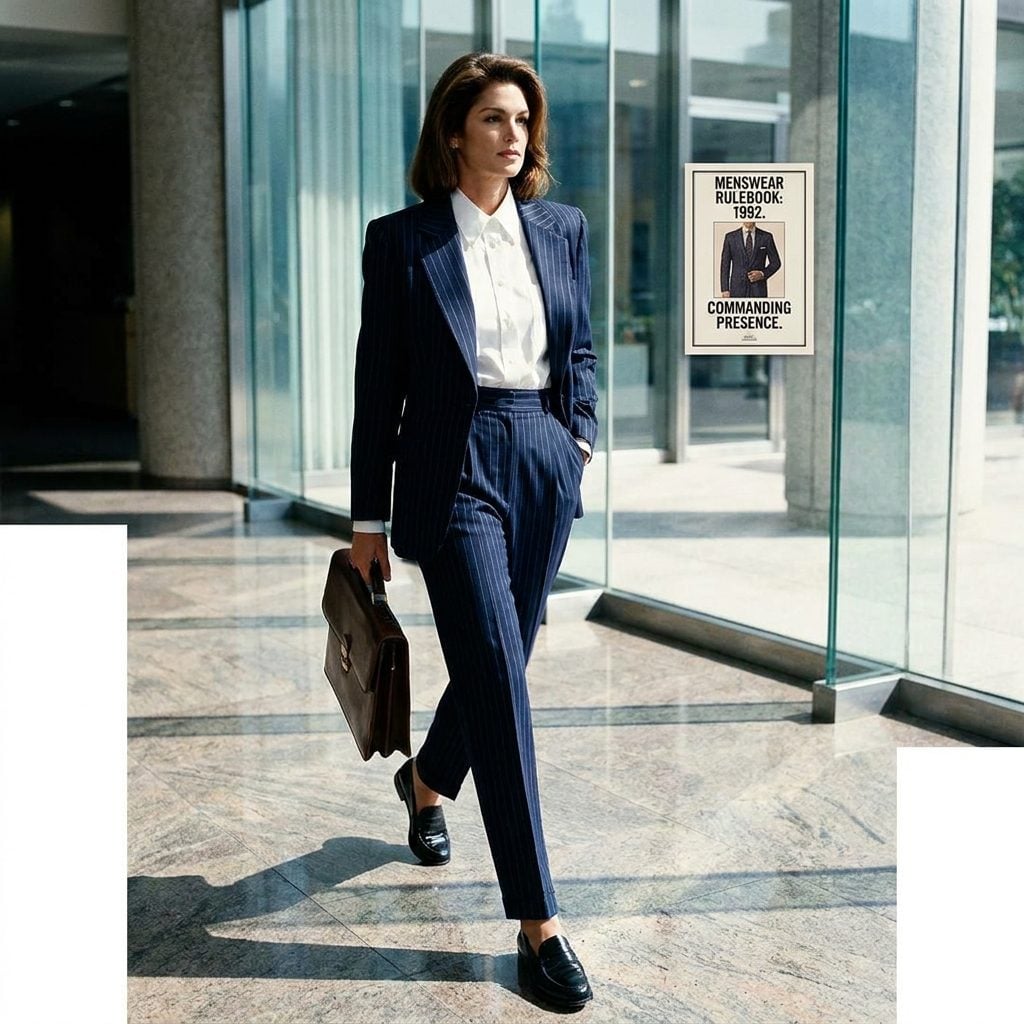 The White Shirt With Pinstripe High-Waisted Trousers and Jacket