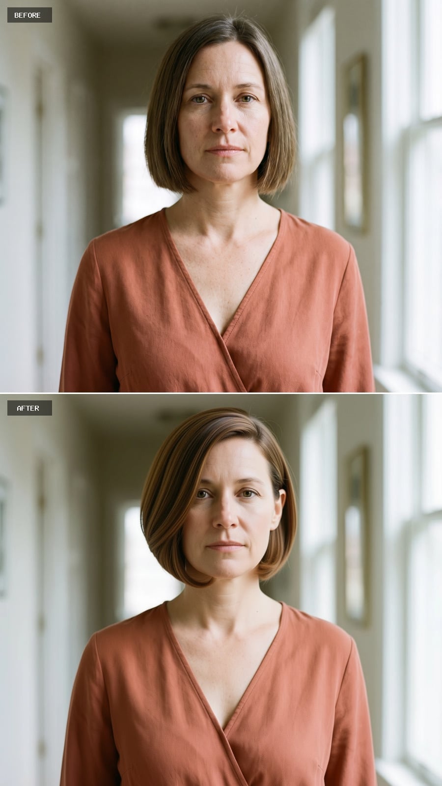 Warm Highlights and a Tucked Bob That Finally Has Some Shape