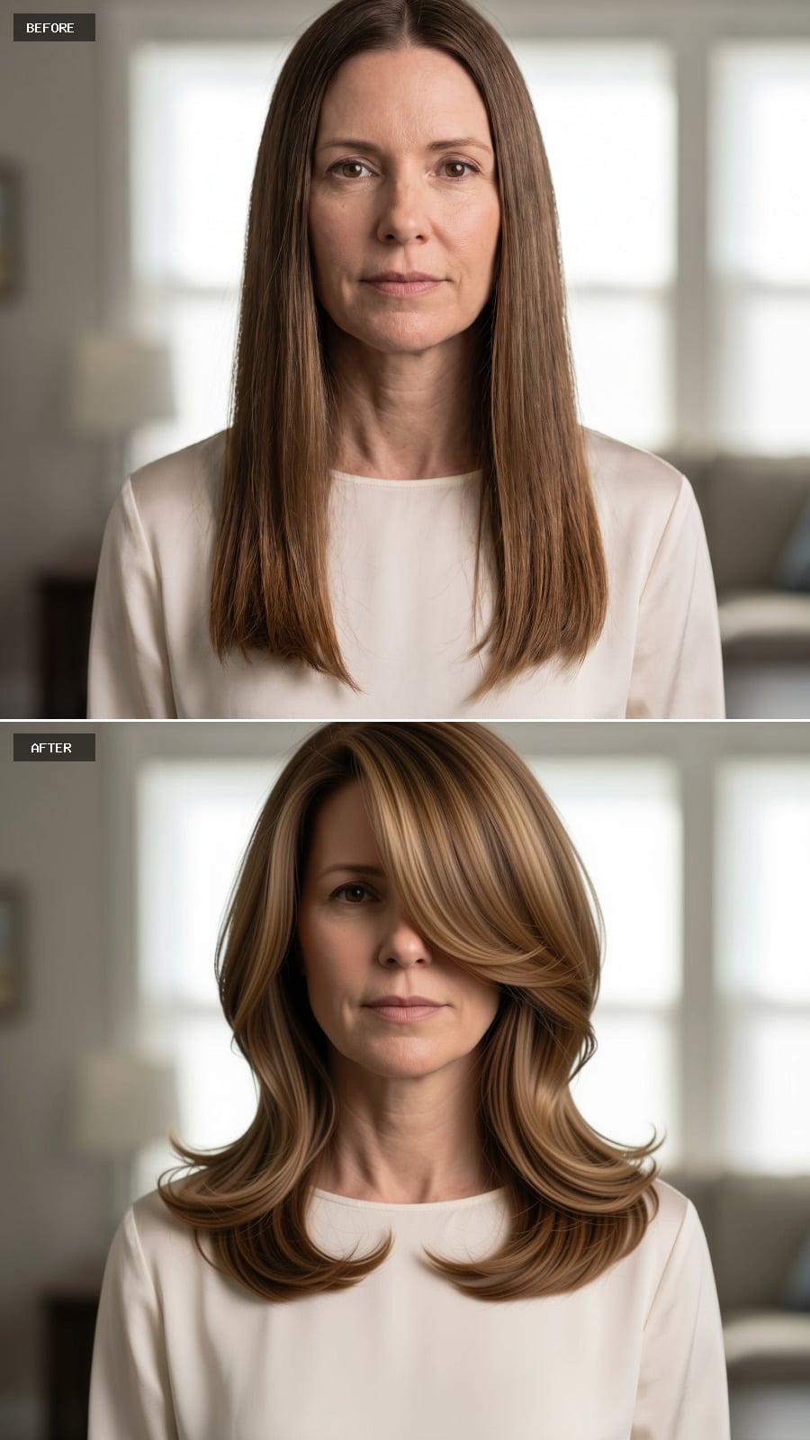 Highlights Cut Into Layers This Wide Make the Face Look Like It Has More Room