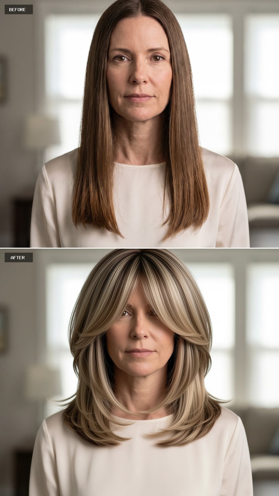 Platinum Highlights, Curtain Bangs, and Layers That Actually Do the Work
