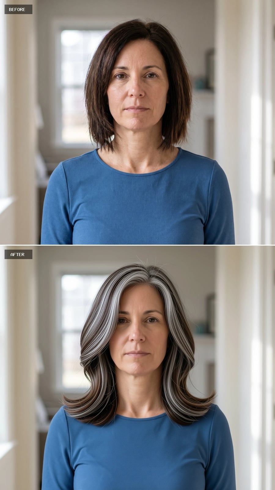 Grown-Out Gray Streaks and Layers That Finally Have Enough Length to Move