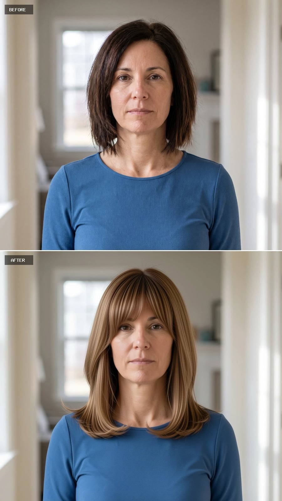 Honey-Blonde with Fringe Proves Longer Hair Wasn't the Problem Before