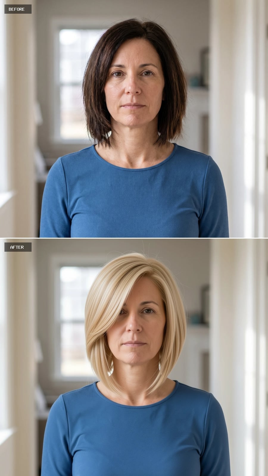 Platinum Blonde Bob with a Side Sweep She Should Have Tried Years Ago