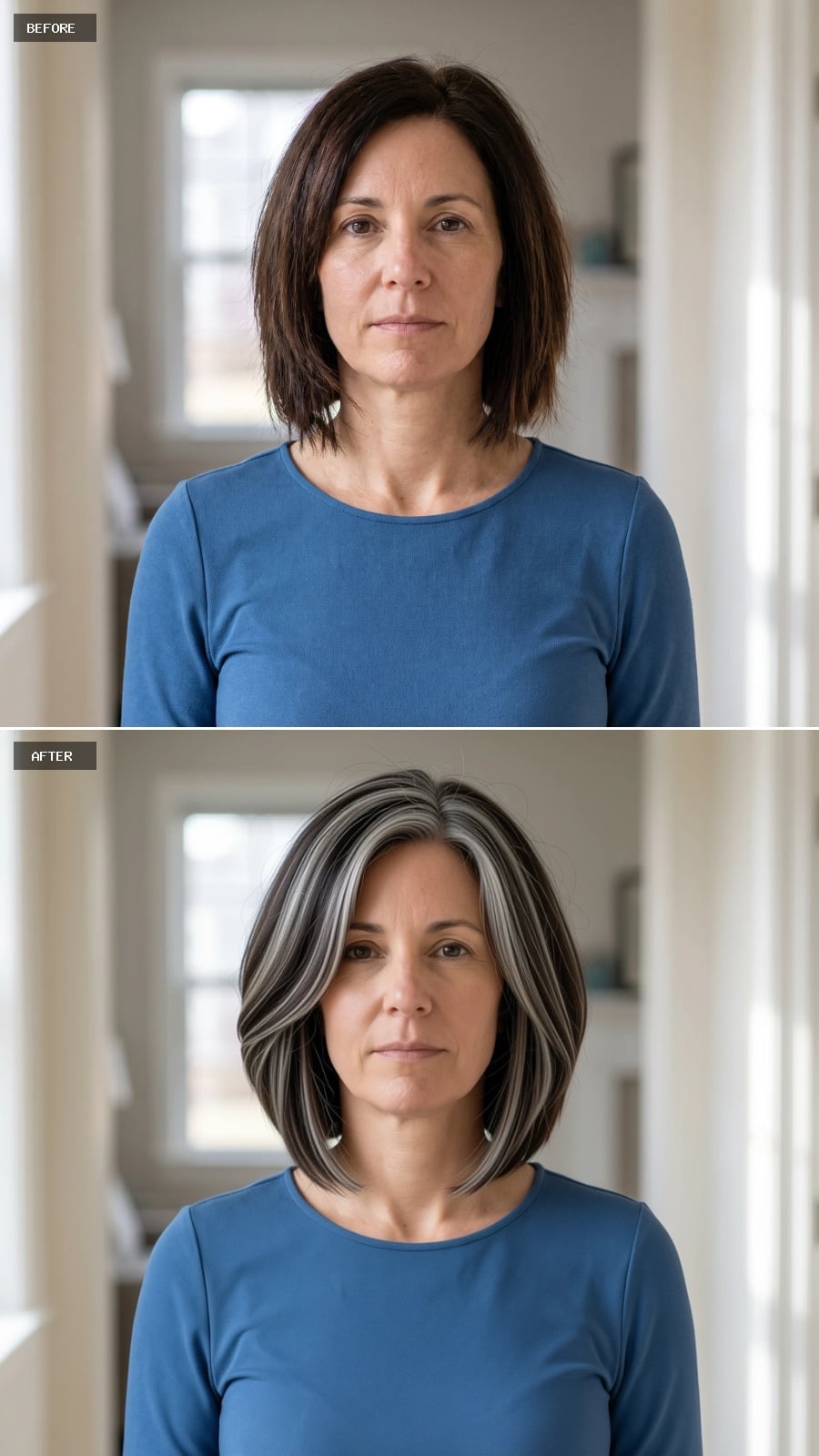 Salt-and-Pepper Highlights on a Bob: When Gray Gets Dimensional