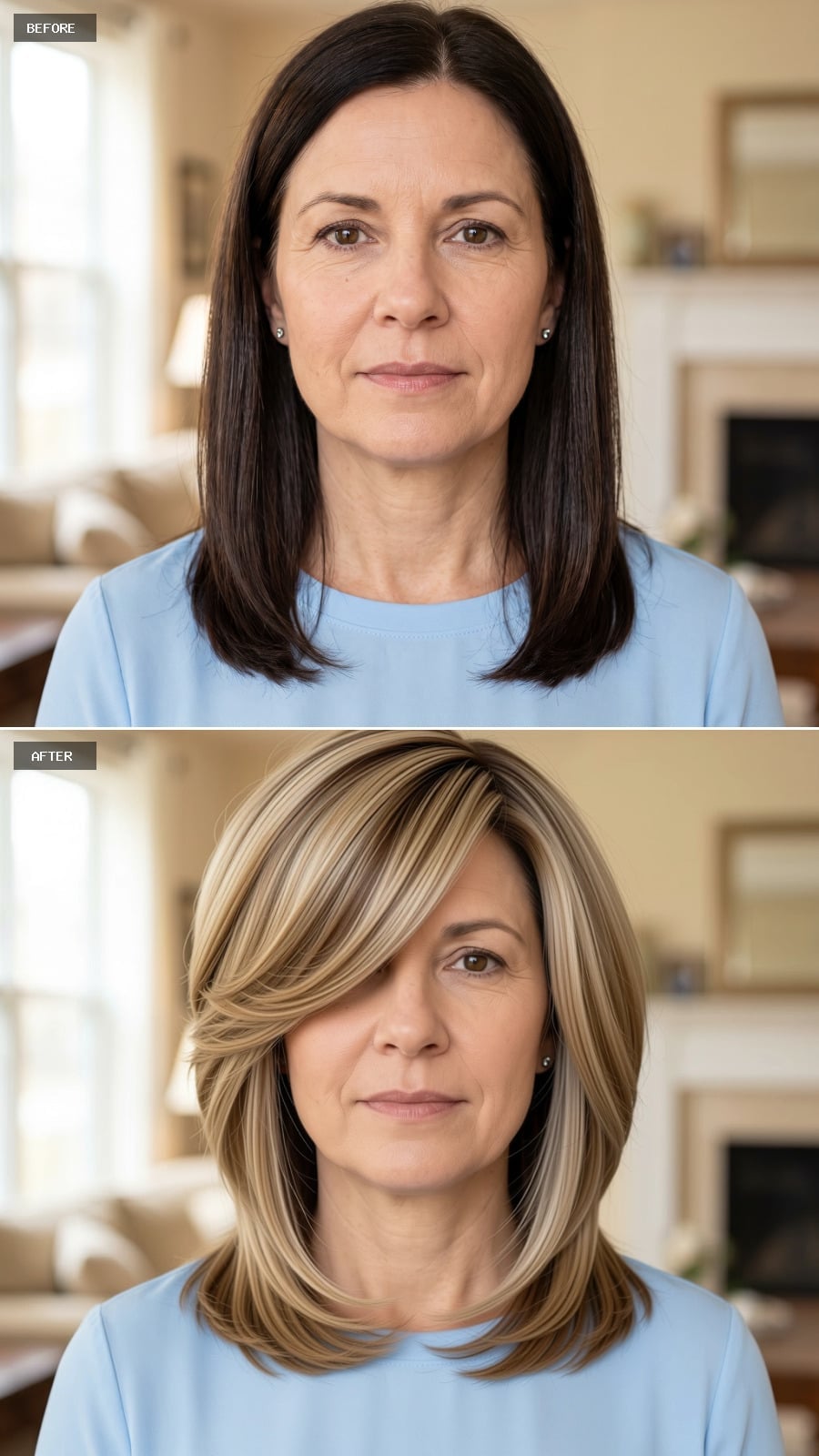 Blonde Balayage With a Side Sweep That Redraws the Jawline