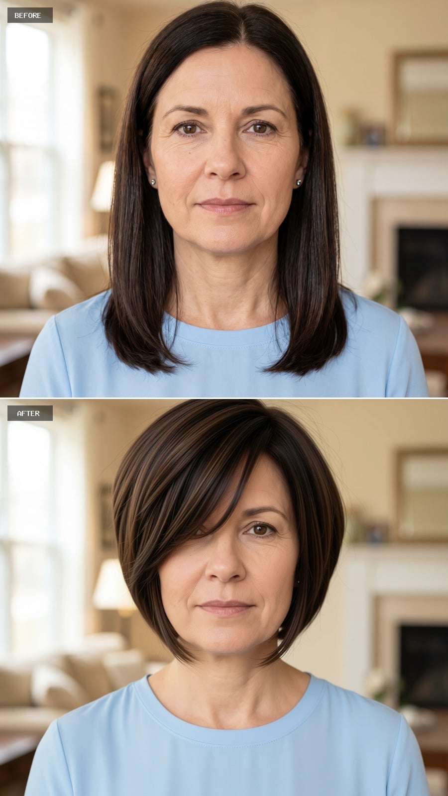 Dark Bob With a Side Sweep That Borrows Its Confidence From the Cheekbones