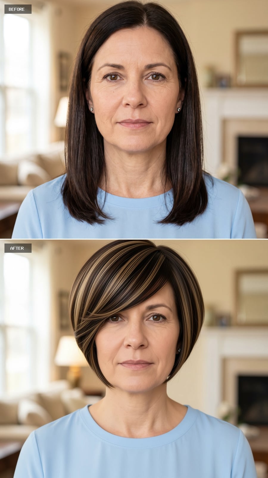 Highlighted Bob With a Side Sweep That Puts the Cheekbones in Charge