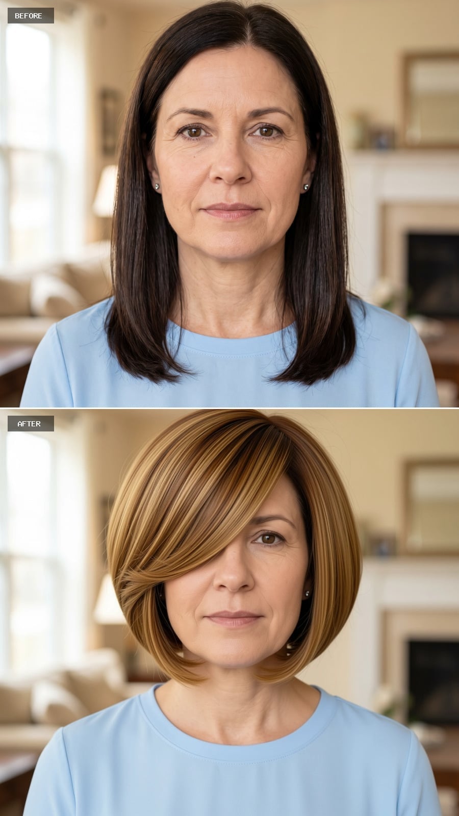 Honey-and-Caramel Bob With a Side Sweep That Rewrites the Lower Face