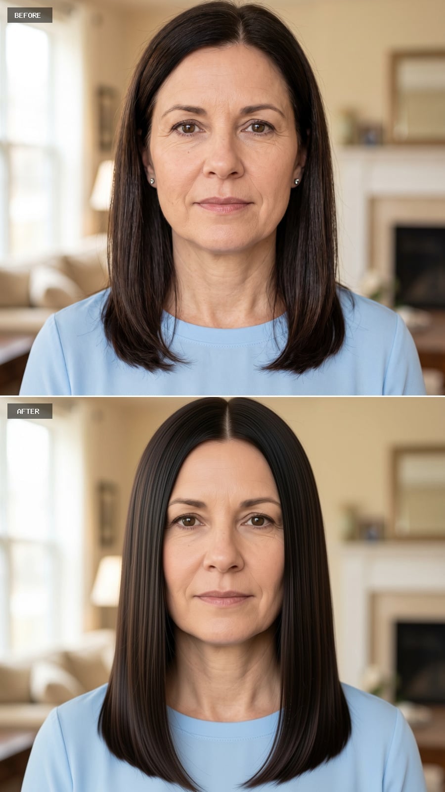 Straight, Dark, Center-Parted: How One Length Decision Quiets the Jaw