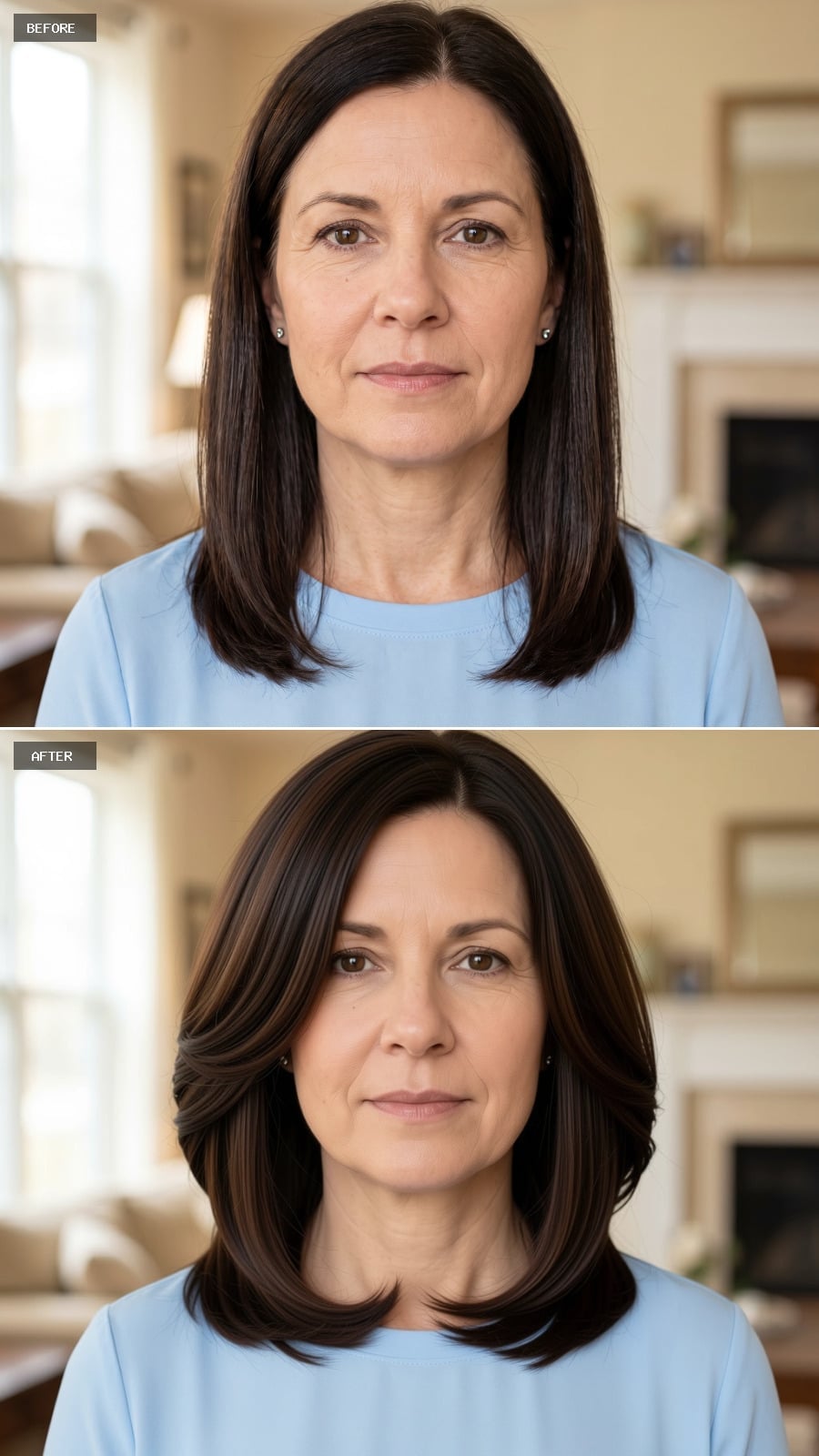Voluminous Layers With a Side Part That Moves the Conversation Up to the Eyes