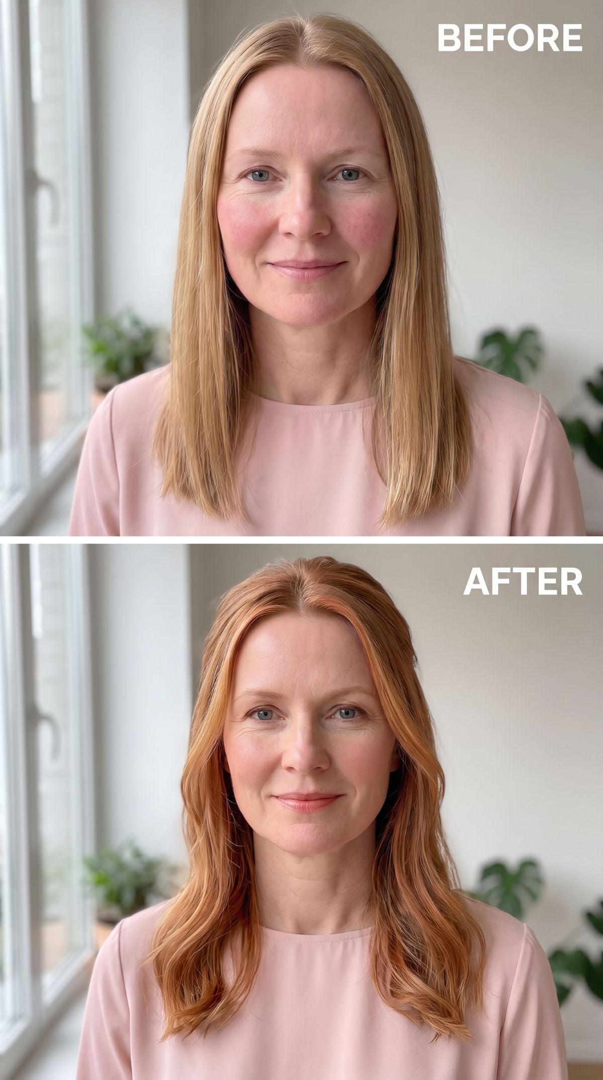 Blonde to Copper, Straight to Wavy, and Her Neck Got Longer Without Losing an Inch