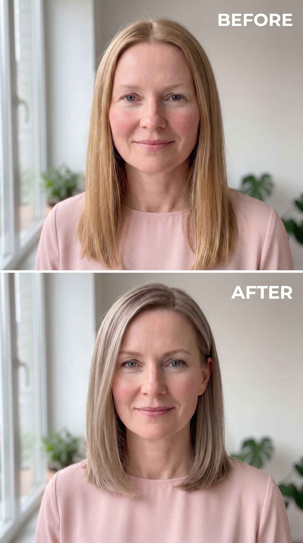 Long and Strawberry Blonde Was Crowding Her Face. Ash and Shorter Opened Everything Up.