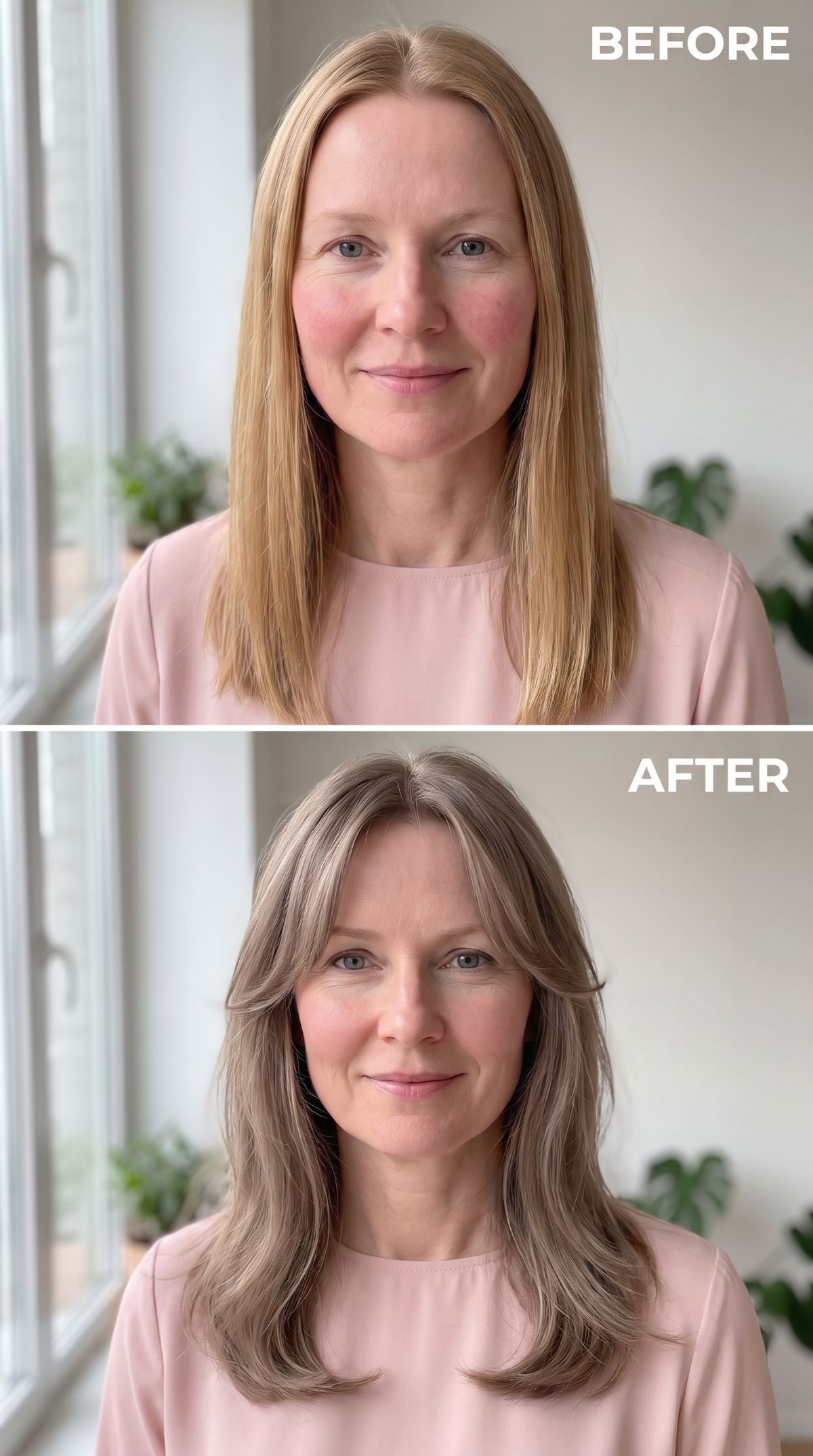 Warm Blonde to Ash-Toned Layers, and Suddenly Her Neck Exists Again
