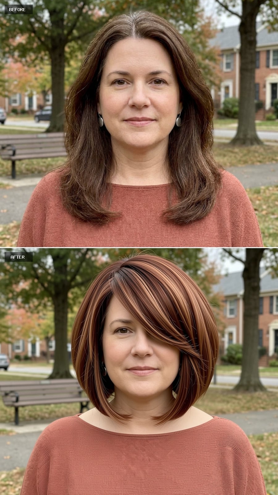 Caramel Highlights on a Bob Cut Shorter in Back Than Anyone Expects