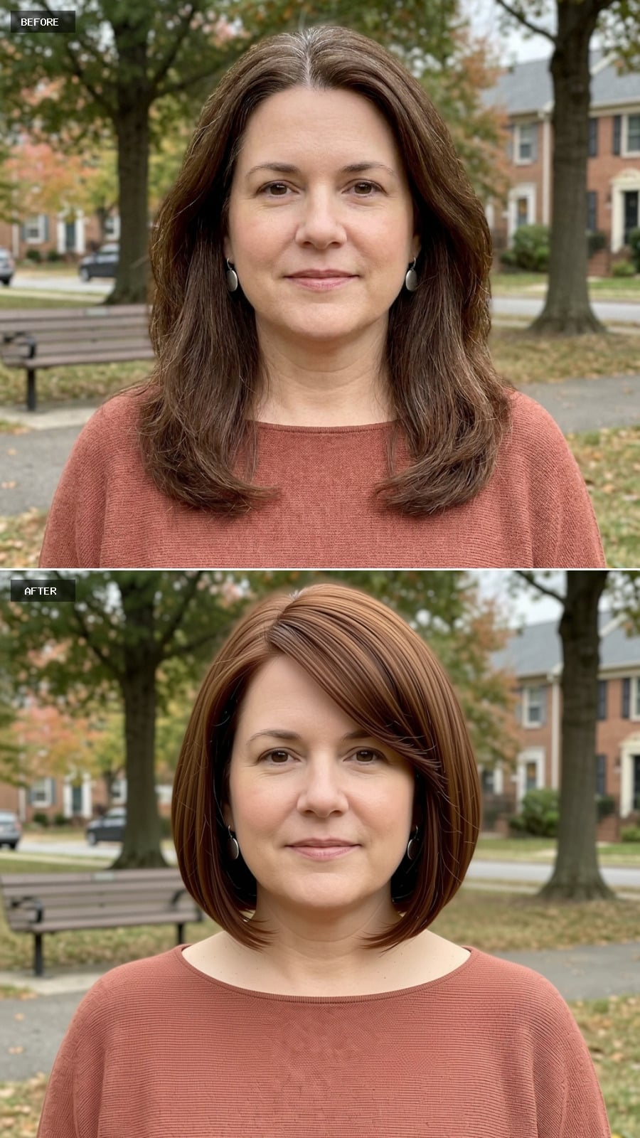 Chin-Length Bob That Makes a Round Face Look Like a Choice