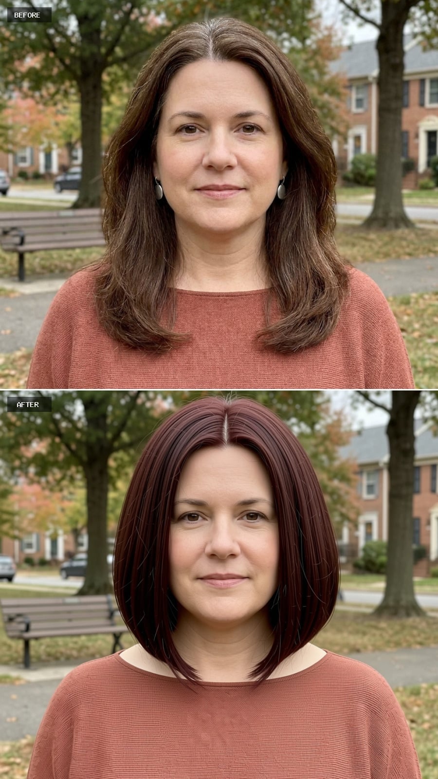 Cutting It Shorter and Dyeing It Darker Did More for Her Face Shape Than Any Highlight Ever Could